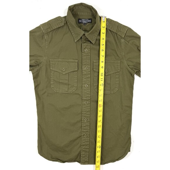 J Peterman Co Mens Shirt Sz Small Field Outdoor Safari Pockets Epaulettes Green - Picture 10 of 10